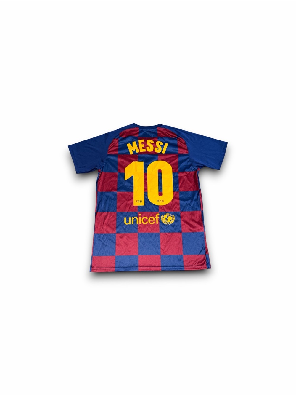 FC Barcelona Blaugrana Red Blue Checkered Leo Messi #10 Jersey Adult Size Small - Picture 2 of 4